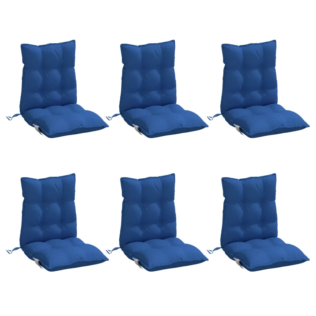 Cuscini Sedia con Schienale Basso 6 pz Blu Reale Tessuto Oxford 377703