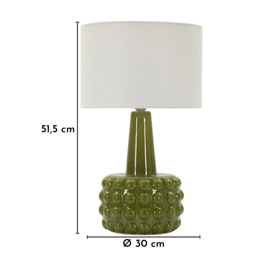 Lampada da tavolo Gress in ceramica verde e tessuto
