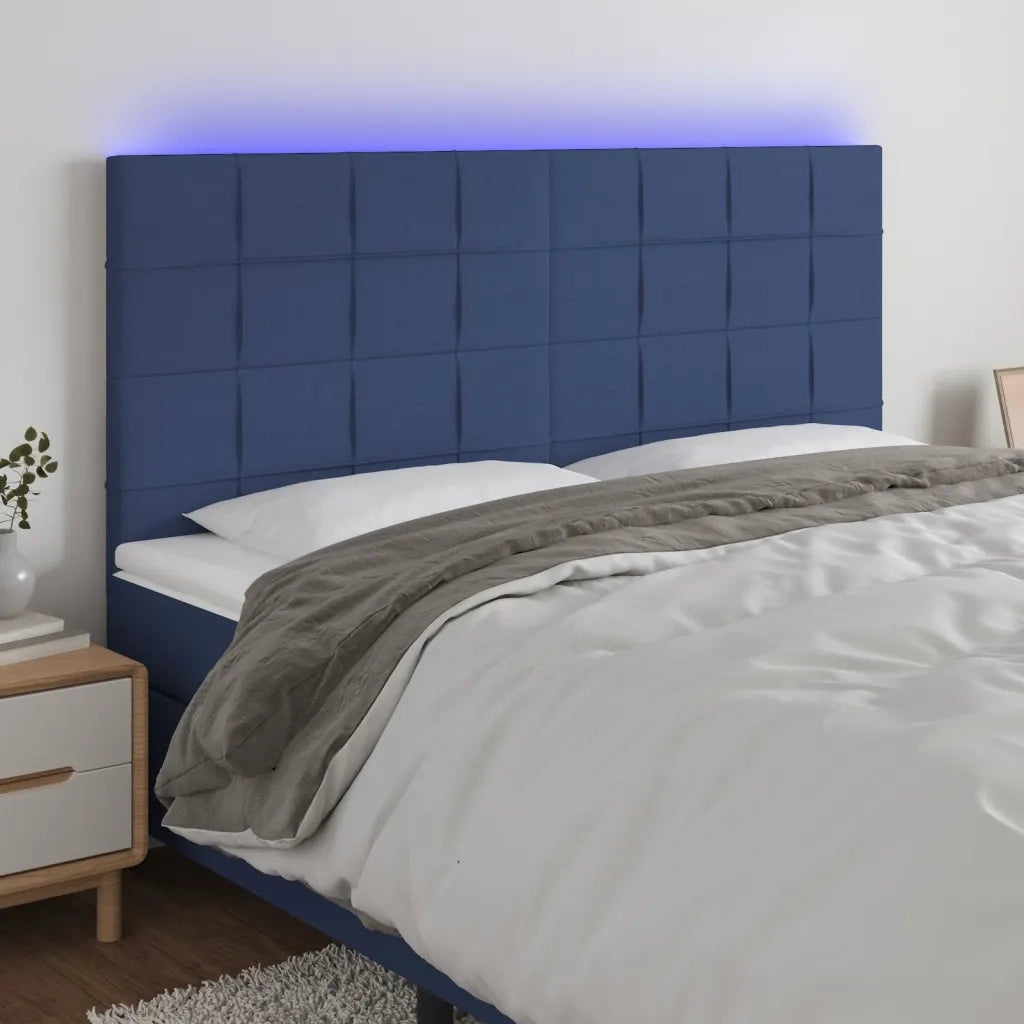 Testiera | Testata a LED Blu 180x5x118/128 cm in Tessuto