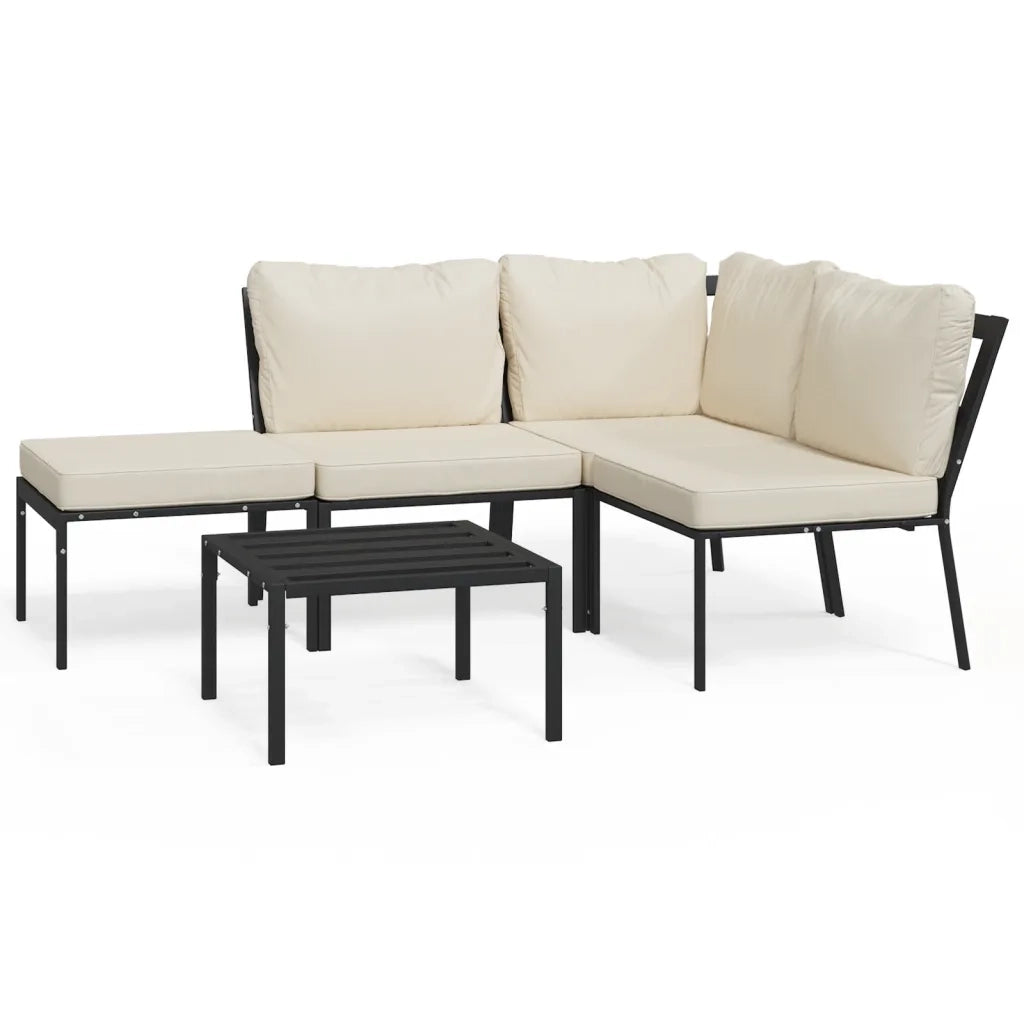 Set Salotto da Giardino 5pz con Cuscini Sabbia in Acciaio 3187964