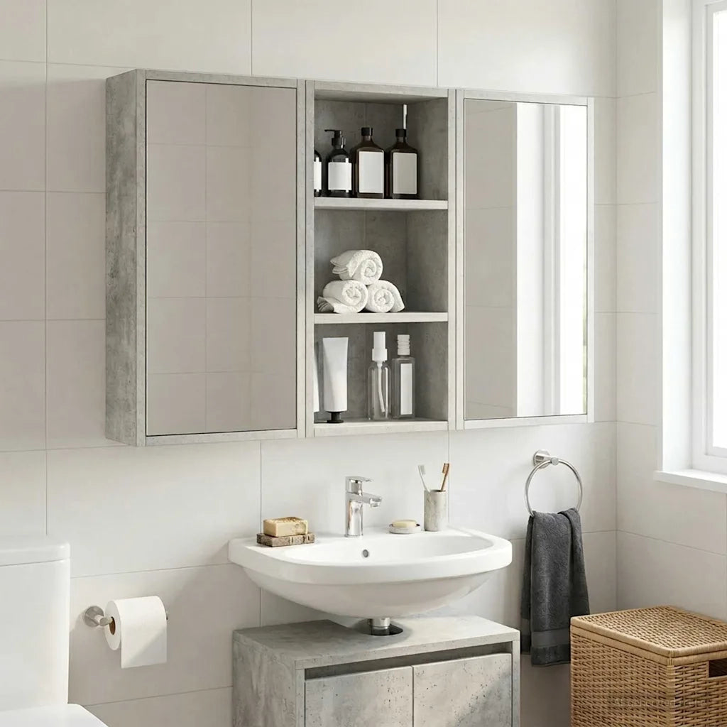 Armadio da bagno a muro Grigio Cemento 30 x 16 x 62,5 cm