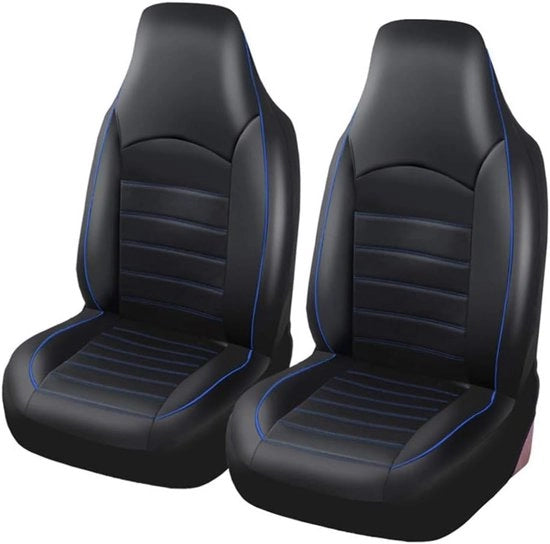 2 pezzi di rivestimento per sedili anteriori in pelle finta lussuosa - Protezione per sedile auto impermeabile - Padrone per sedile auto in pelle PU - Adatto per la maggior parte delle auto, SUV e camion - Blu