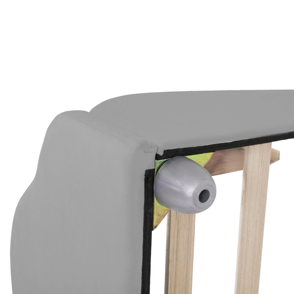 DESMIU Letto per bambini 1 posto con barriera, testiera e pediera a nuvola, 90 × 200 cm, senza materasso, grigio