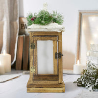 Lanterna di Natale in legno e illuminazione L15xP15xH39 cm