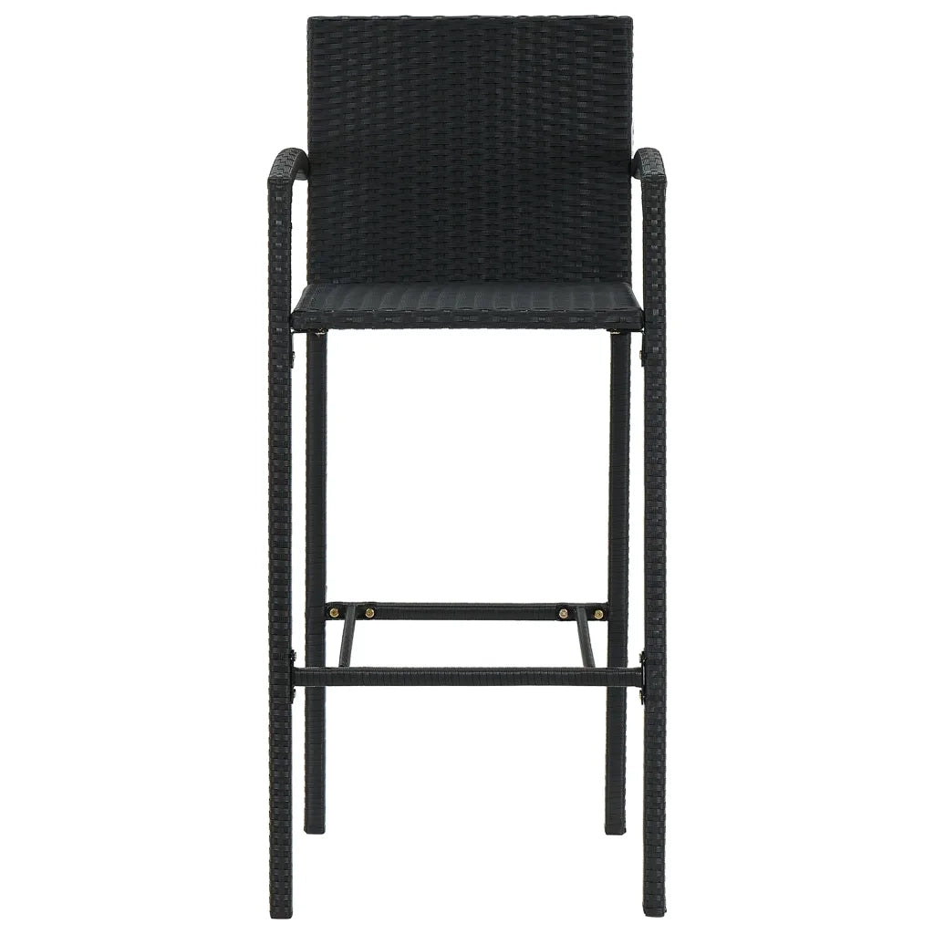 Set Bar da Giardino 5 pz con Braccioli in Polyrattan Nero