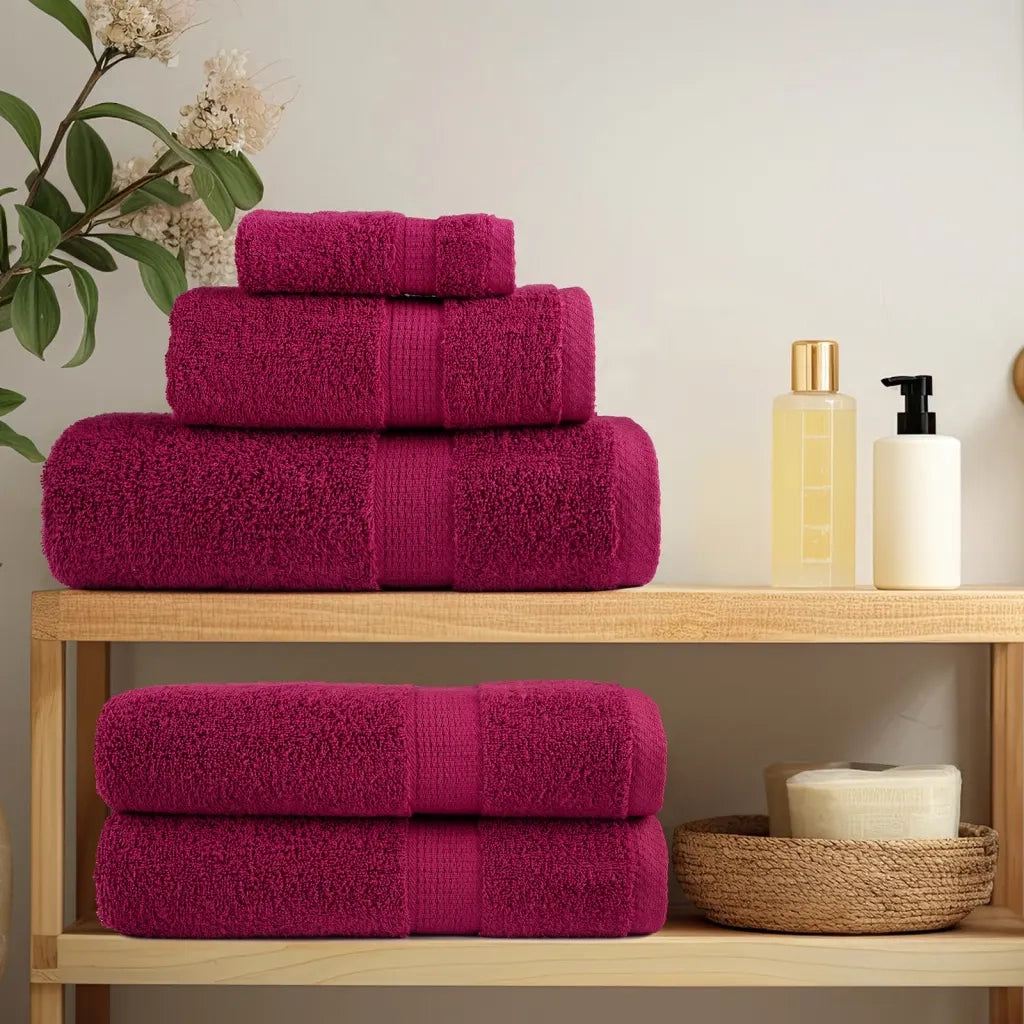 Asciugamani Premium SOLUND 4 pz | Teli per bagno Bordeaux 100x200 cm 600 g/m2