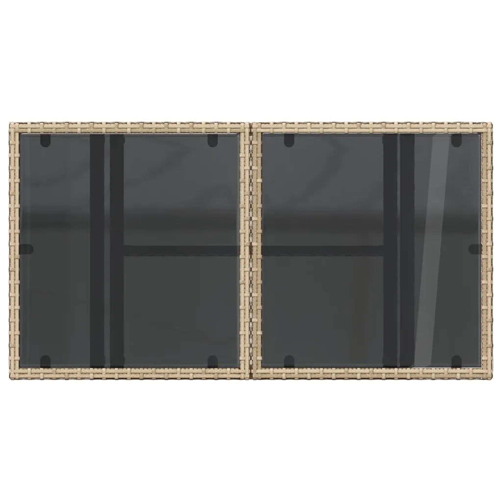 Tavolo da Giardino Piano in Vetro Beige 100x55x73 cm Polyrattan