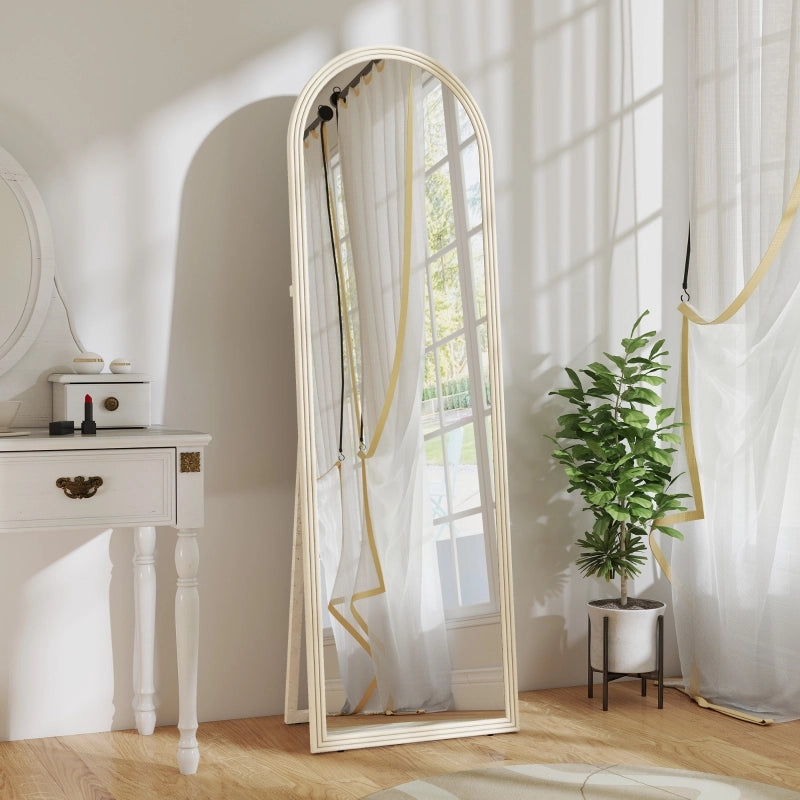 Specchio a figura intera, 50 x 160 cm, autoportante, da parete, con cornice arcuata, bianco