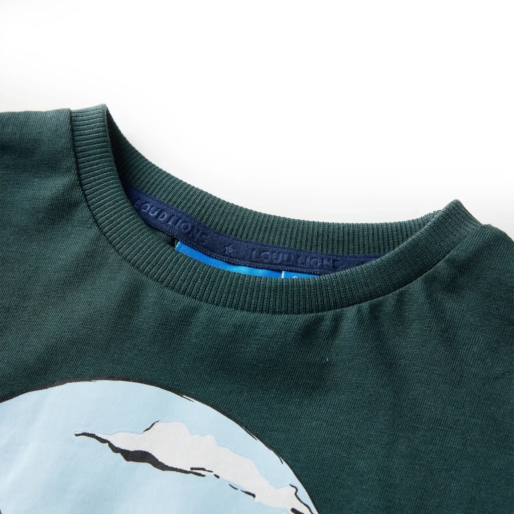 Maglietta da Bambino Maniche Lunghe Verde Scuro 128cod mxl 108147