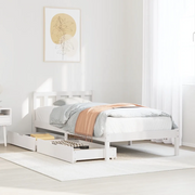 Giroletto senza Materasso-Struttura Letto Bianco 100x200 cm Legno Massello Pino 805412