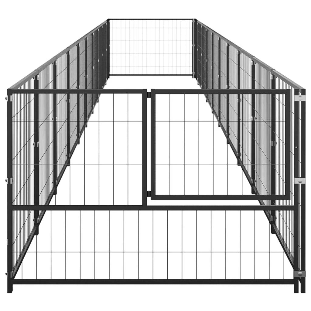 Recinto per animali da esterno per cani recinto per animali nero 10 m² acciaio 02_0000484