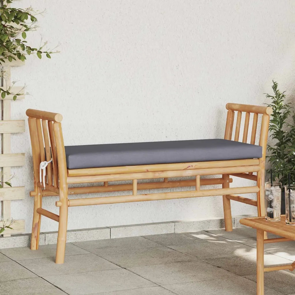 Panchina da Giardino | Panca da Giardino con cuscino Marrone 110 x 38 x 65cm Bamb¨´