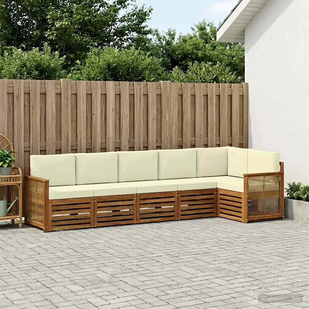 Set divano sezionale con cuscino 5 pcs Naturale e Crema 3384416