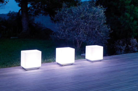 Pouf da Giardino Luminoso 50x50 cm in Resina Arkema Iris Light SL
