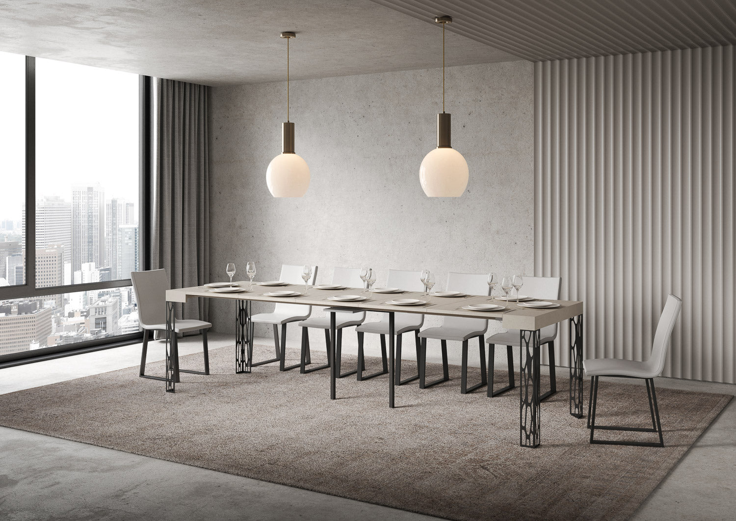 Consolle Allungabile 90-300x40x77 cm Ghibli Cashmere Telaio Antracite