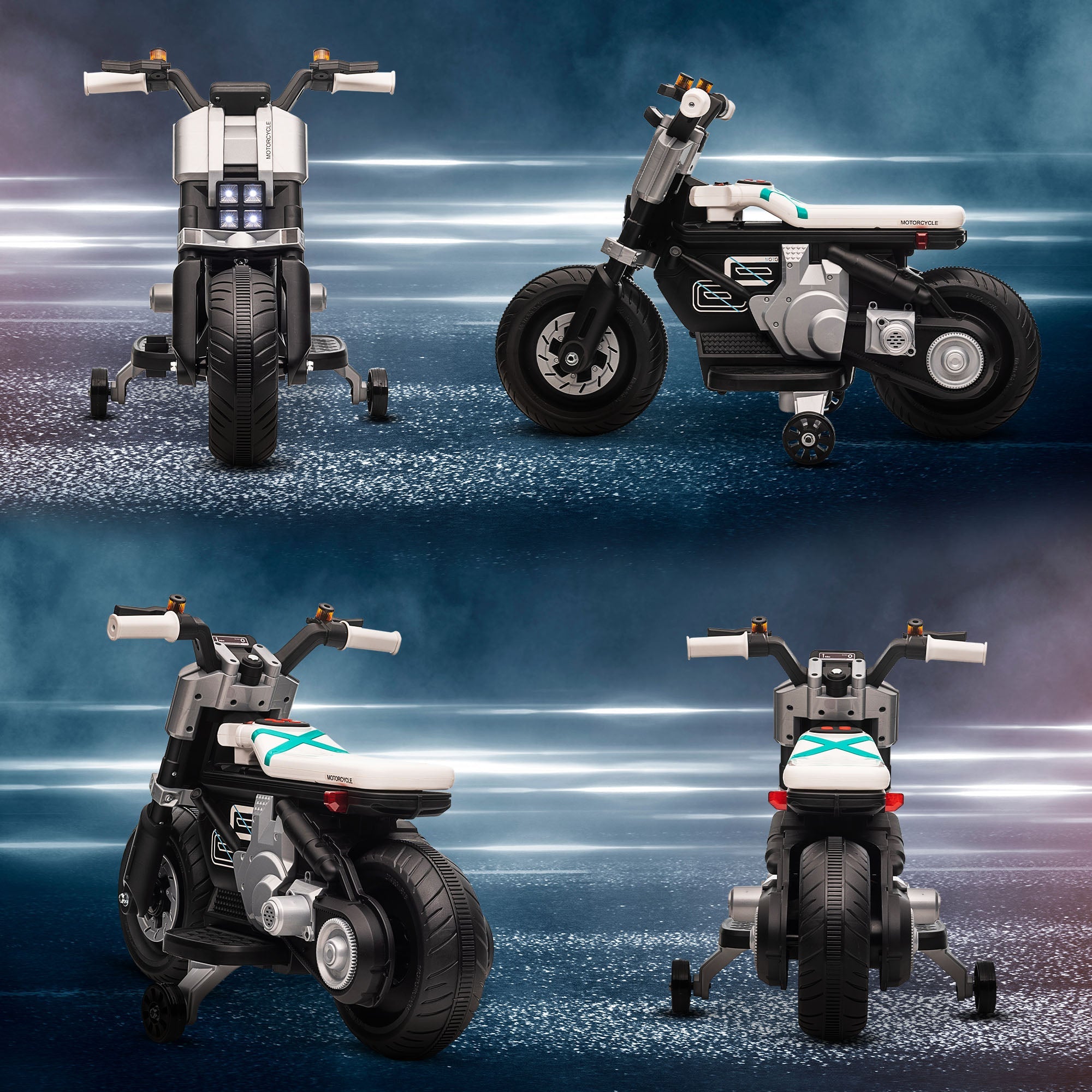 Moto Elettrica per Bambini 6V   Bianca e Nera