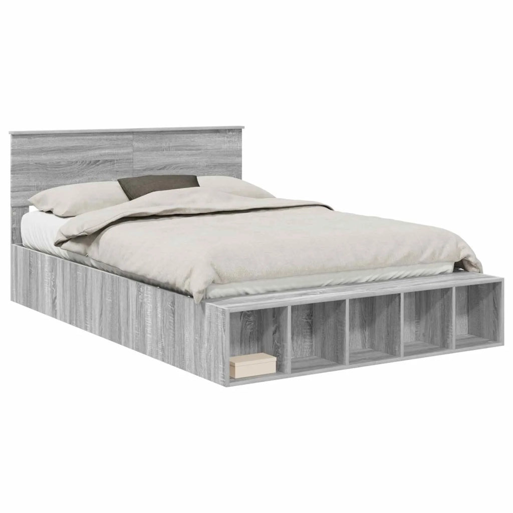 Struttura del letto con lo scaffale Grigio Sonoma 150 x 200 cm 3408359