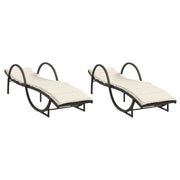 Lettini Prendisole 2 pz | Sdraio da giardino | Lettino da sole con Cuscini Marrone in Polyrattan