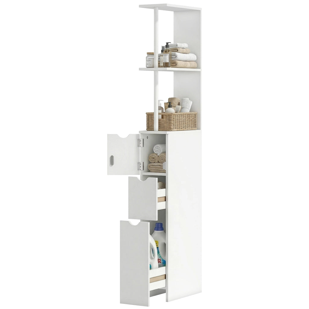 Colonna bagno con cassetti e ripiani ¨C Xylo ¨C bianco 15x33x136,8 cm