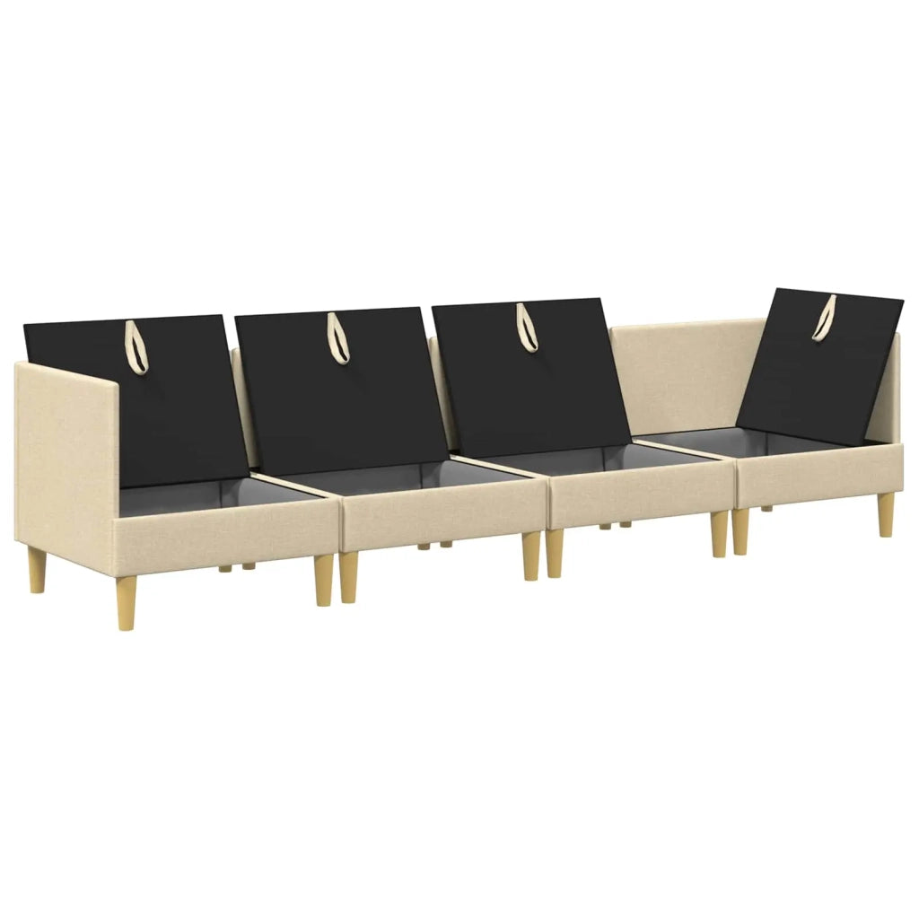 Set di mobili per il soggiorno con cuscino 4 pcs Crema Tessuto 3413709