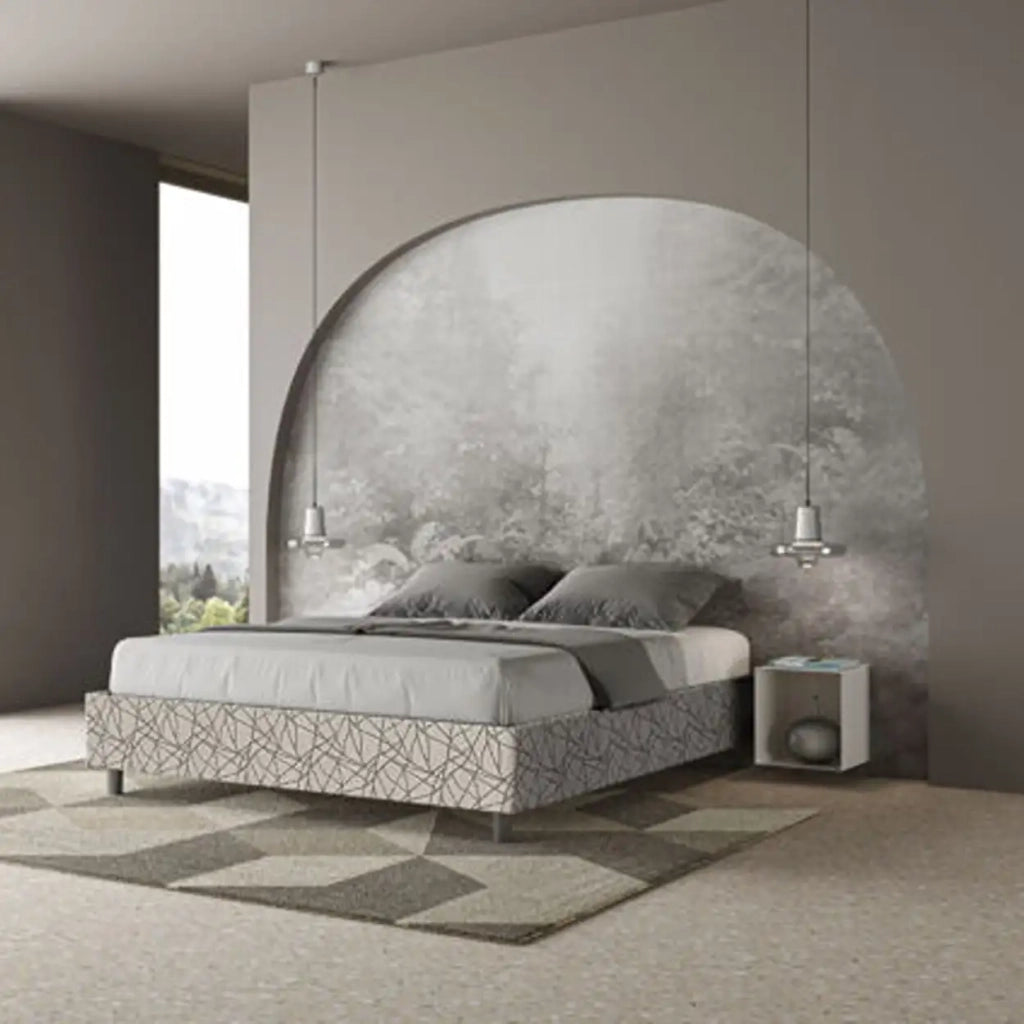 Letto matrimoniale contenitore imbottito 160x210 tessuto Era 2 grigio Azelia