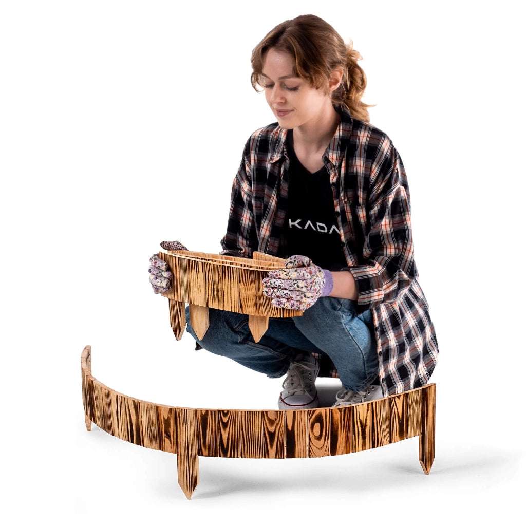 Recinzione da giardino in legno KADAX Palisade, finitura marrone martellata, 10x114 cm