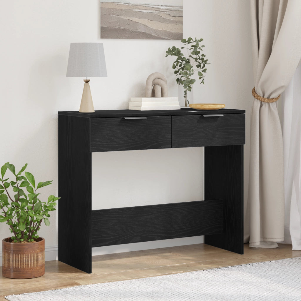 Tavolino Nero Rovere 90x36x75 cm Legno ingegnerizzato