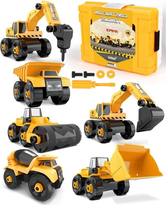 Kit di costruzione di camion giocattolo con cassa di stoccaggio 6 in 1 - Educativo regalo per bambini 3 4 5 anni 

Modello: 
- 6 modelli diversi di camion
- Materiale: plastica
- Età consigliata: 3-5 anni
- Dimensioni: [specifiche tecniche]