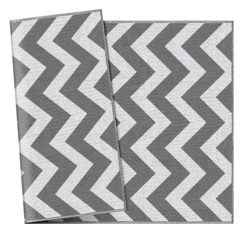 TAPPETO DA ESTERNO REVERSIBILE CON FANTASIA GEOMETRICA 121X182 CM GRIGIO E BIANCO