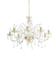 MARIA TERESA LAMPADARIO MT/8 L6 PASTORALE D.82CM ORO E TRASPARENTE 8 LUCI ATTACCO E14