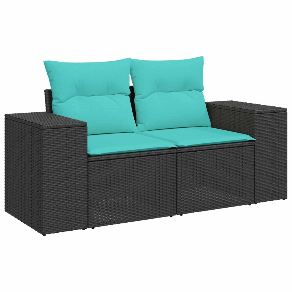 Set di divani 6 pz Nero e Blu Rattan sintetico e Acciaio 3447558