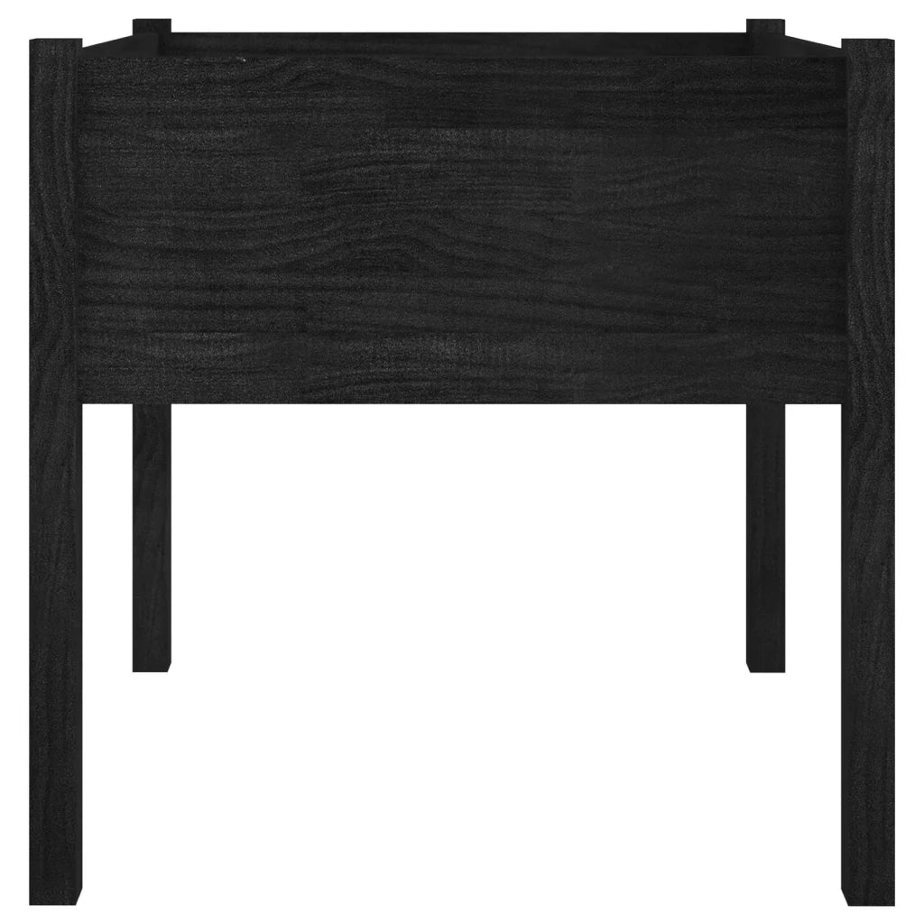 2 pz Fioriere | Cassetta per fiori | Vaso da Giardino Nere 70x70x70 cm in Massello di Pino