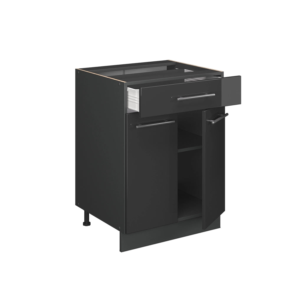 Vicco Mobiletto base per cucina Antracite lucido 60 cm con cassetto, senza piano di lavoro