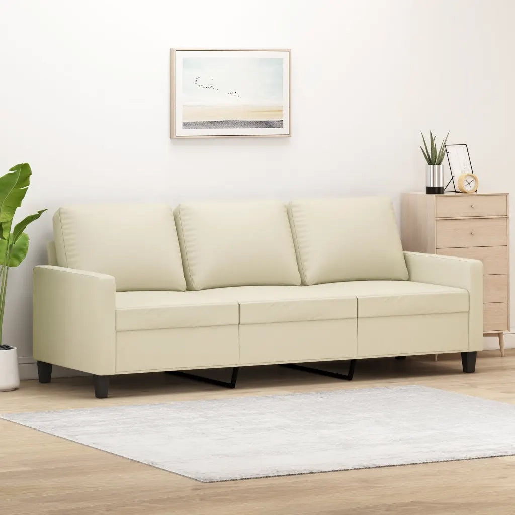 Divano | Divano da soggiorno | Sofa a 3 Posti Crema 180 cm in Similpelle