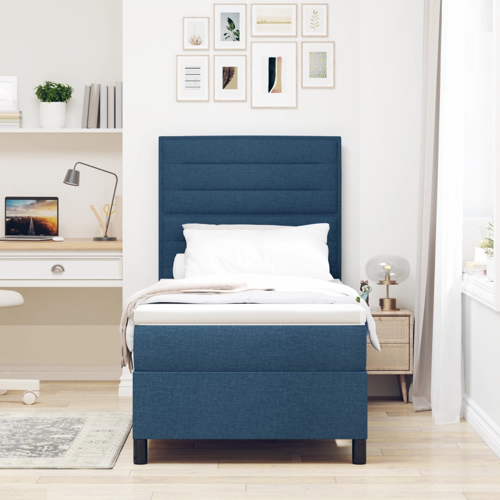 Letto Box Spring con Materasso & LED Blu 80x200 cm Tessuto