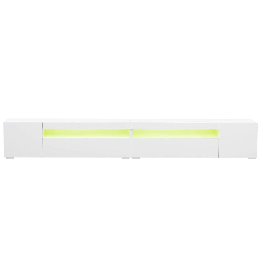 Mobile TV con LED ¨C MINIMAL ¨C Bianco Lucido, Legno, 240cm