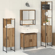 Set mobili bagno 4 pezzi in rovere artigianale in legno ingegnerizzato