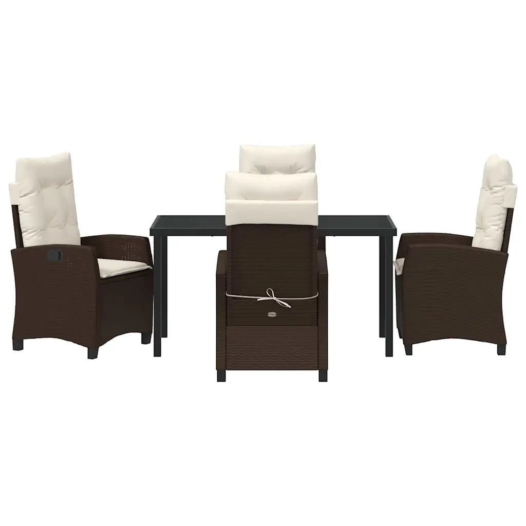 Set da Pranzo per Giardino con cuscino 5 pcs Marrone polyrattan 3380381