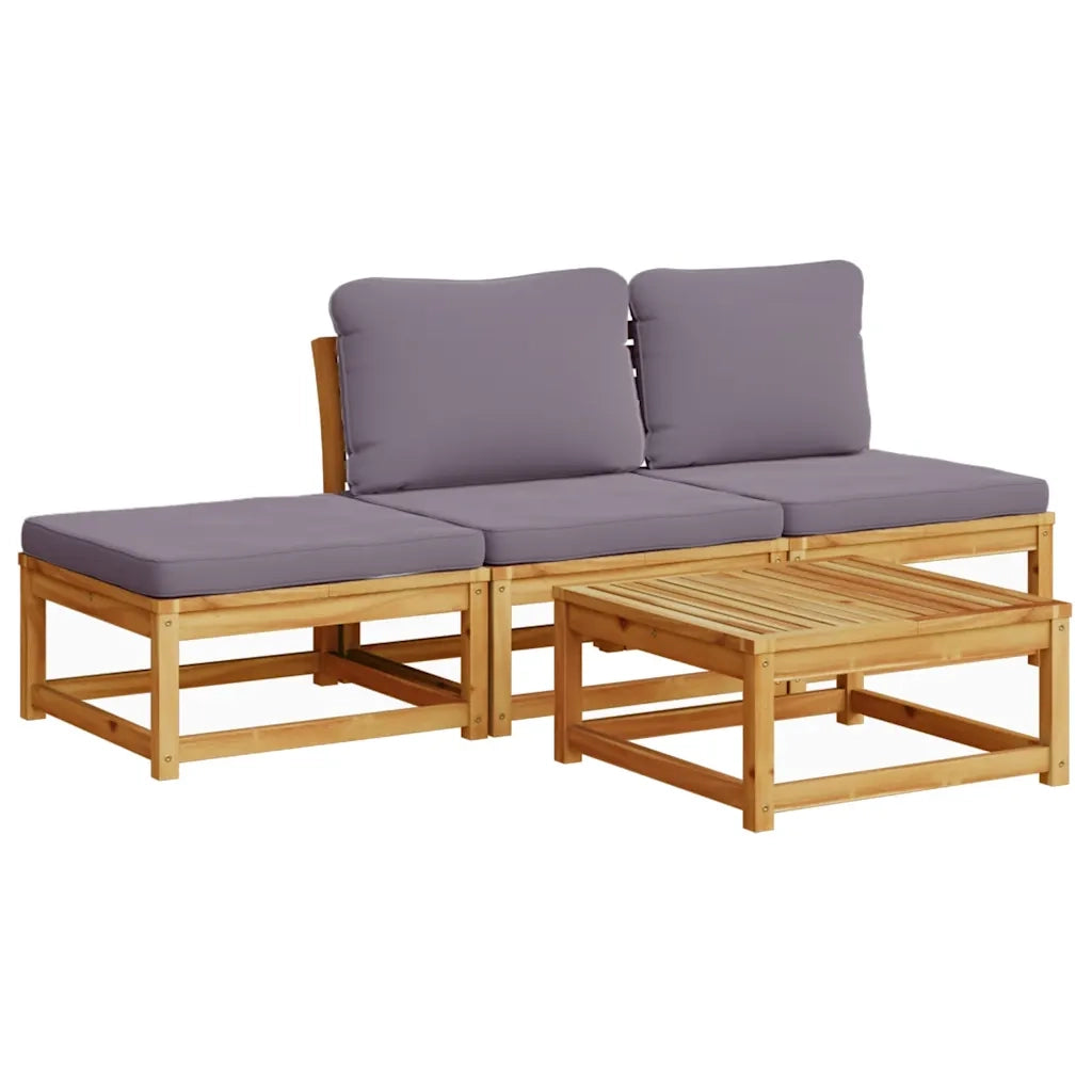Set Salotto da Giardino 4pz con Cuscini Legno Massello Acaciacod mxl 116323