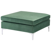 Ottomana con cuscino superiore in velluto verde ottomana Gambe in metallo argentato Stile glamour