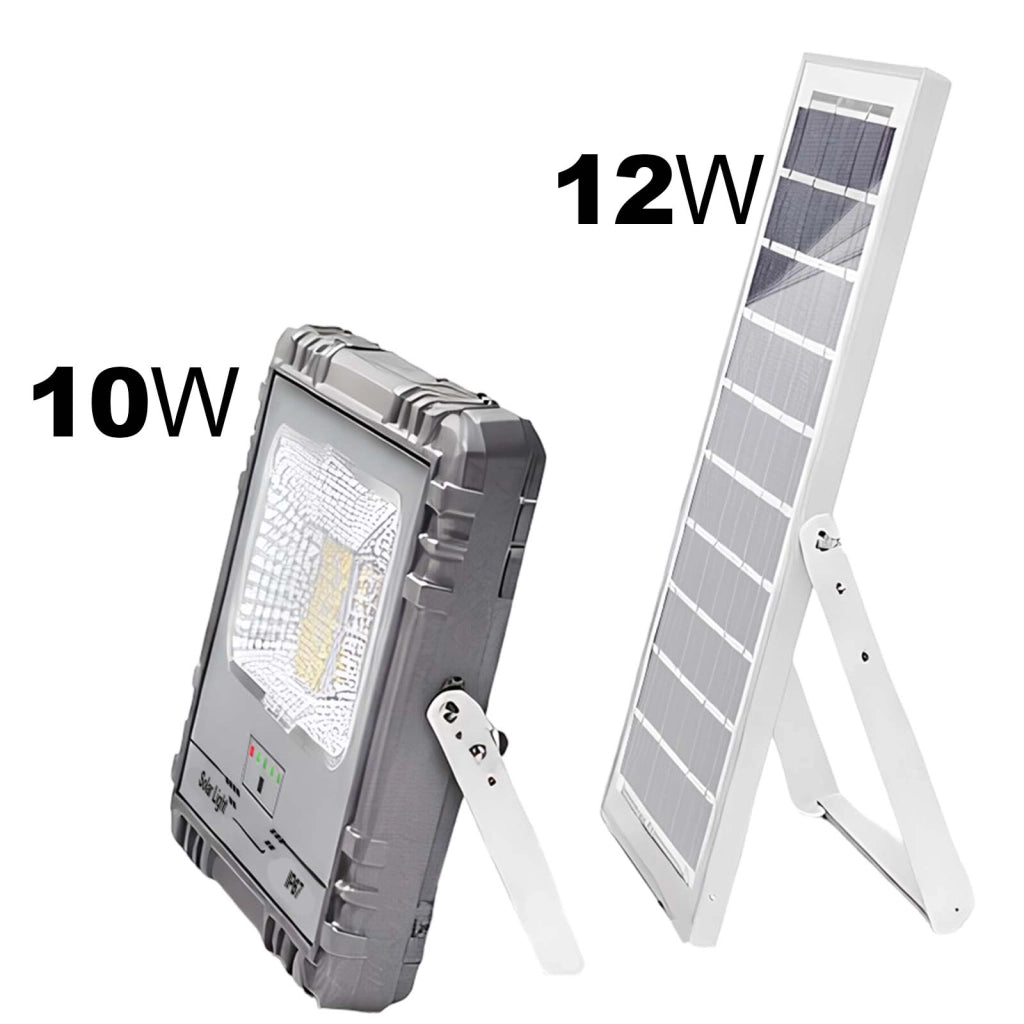 Proiettore Solare LED 10W IP67 con Batteria 10000mAh con Pannello 12W Grigio Avizar