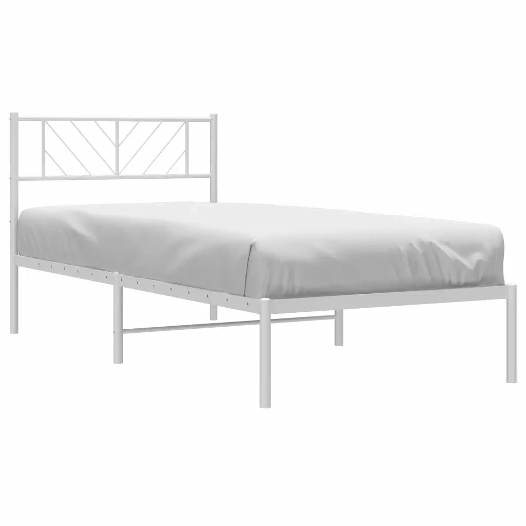 Giroletto con Testiera-Struttura Letto con testiera Metallo Bianco 90x200 cm 402952