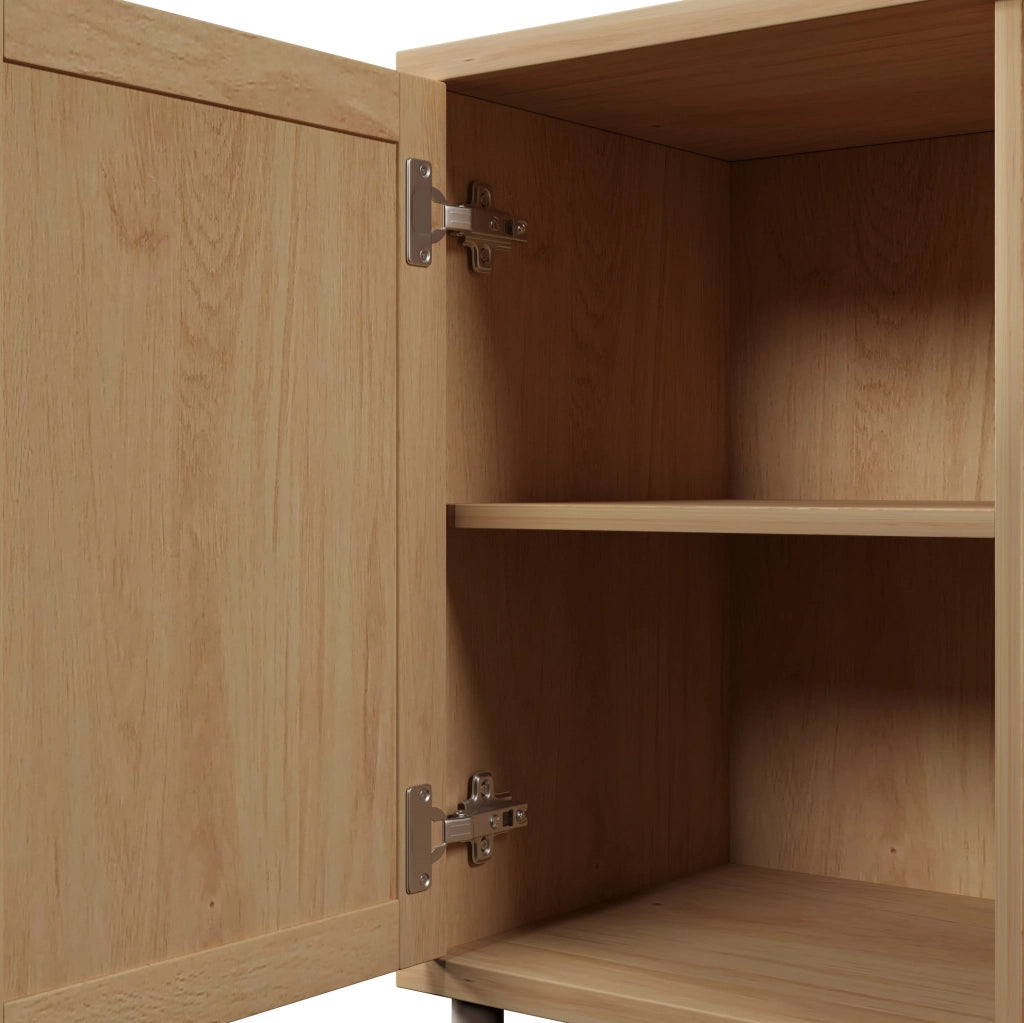 Credenza 120x40x75 cm con 2 ante; 3 cassetti e ripiani regolabili in legno naturale