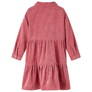 Abito da Bambina con Maniche Lunghe in Velluto a Coste Rosa Antico 128 CFW7778134