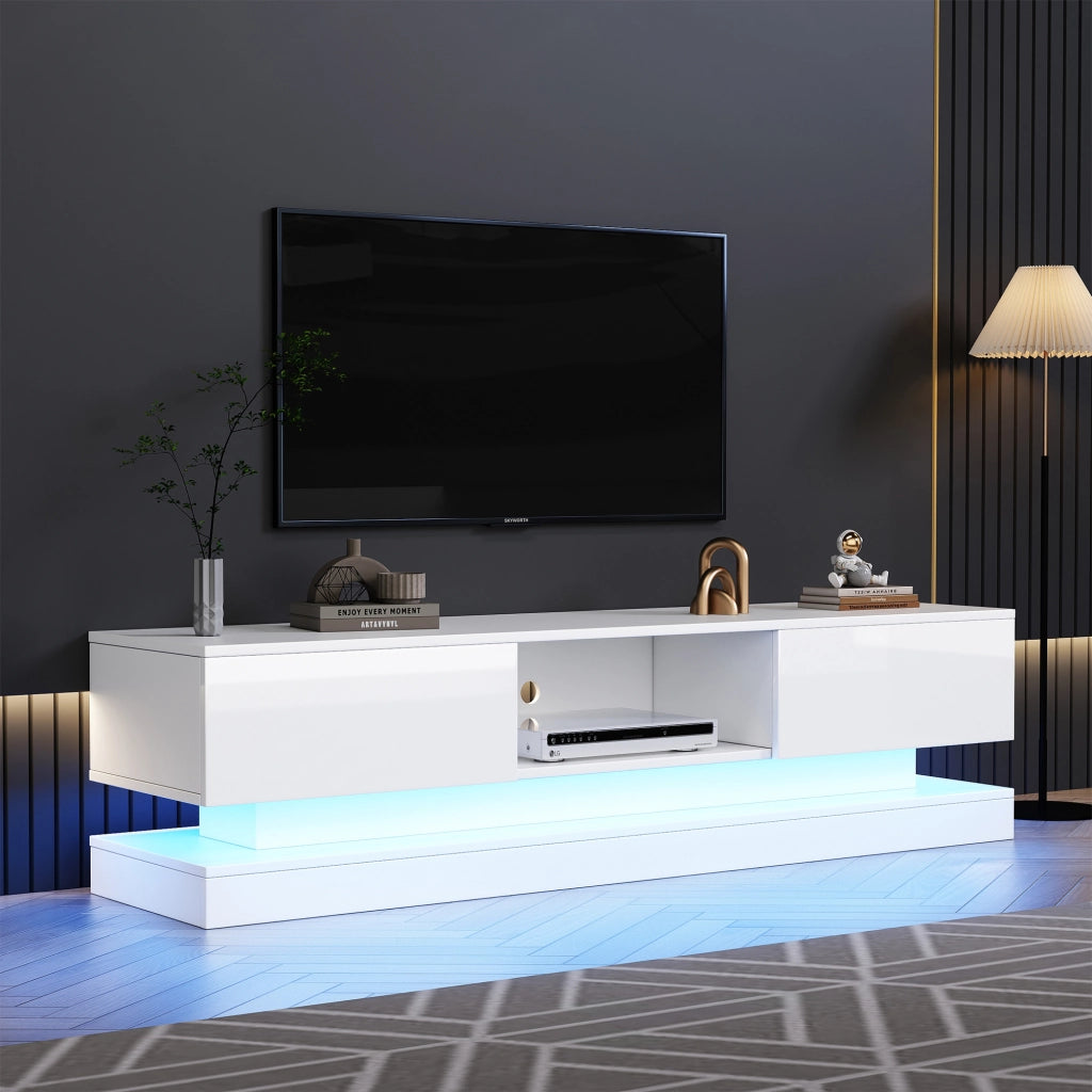 OKWISH Mobile TV con 2 Cassetti e LED con controllo tramite applicazione, Passacavi e Antiribaltamento, per Soggiorno, 160 x 35 x 40.5 cm