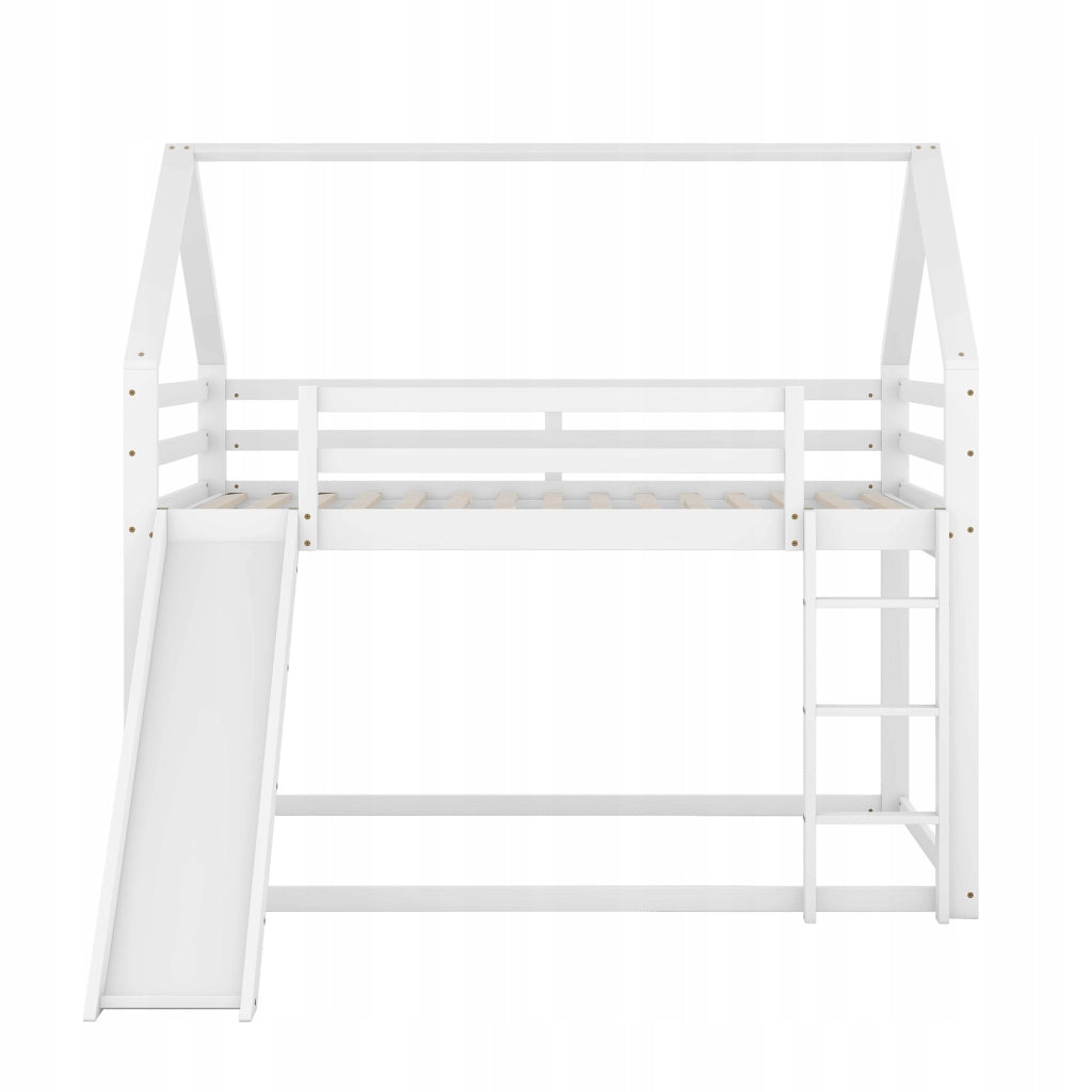 Letto a castello con scivolo per bambini - Xylo - 140x200 - Bianco