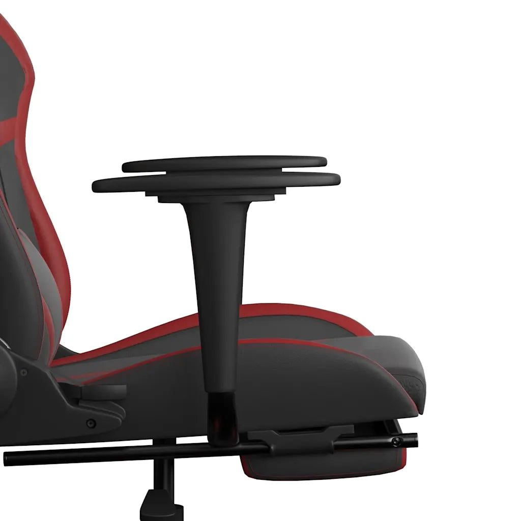 Sedia da Gaming con Poggiapiedi Nero e Rosso Vino in Similpelle 3143683