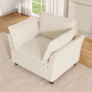 POLTRONA singola 90x81x87 cm Chenille beige con 2 cuscini