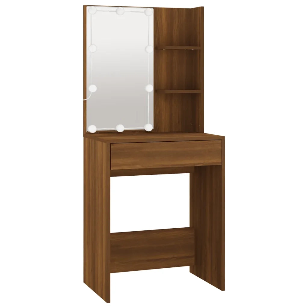 Set Tavolo da Toeletta con LED Rovere Marrone Legno Multistrato 3114106