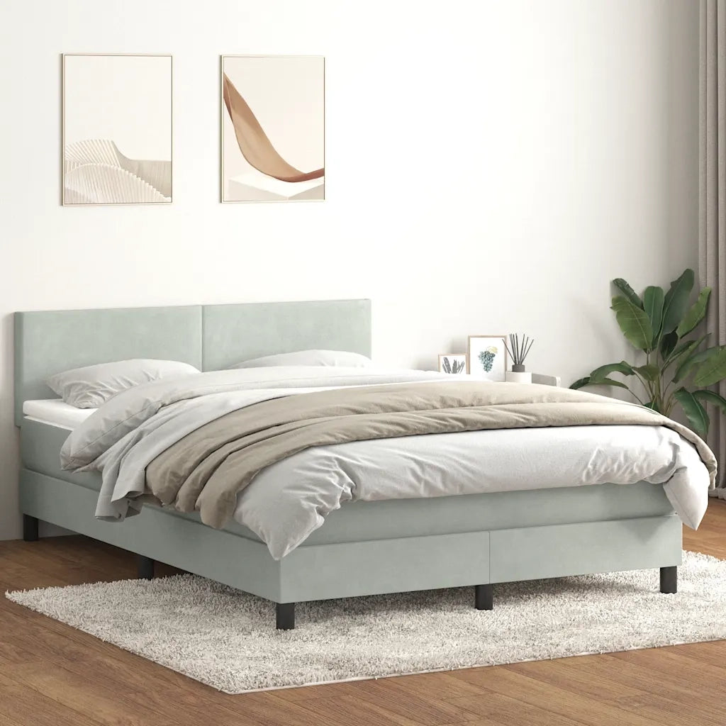 vidaXL Giroletto a Molle con Materasso Grigio Chiaro 160x220cm Velluto